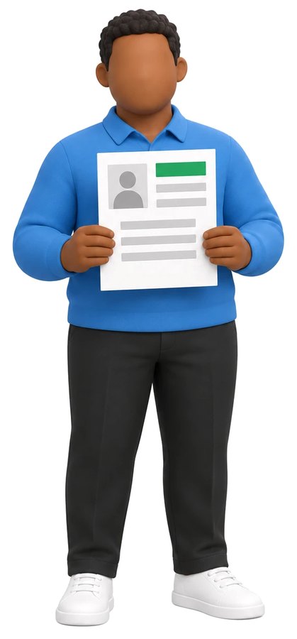 A person holding a CV