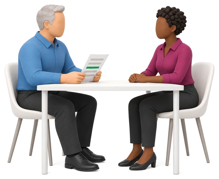 An interview across a desk