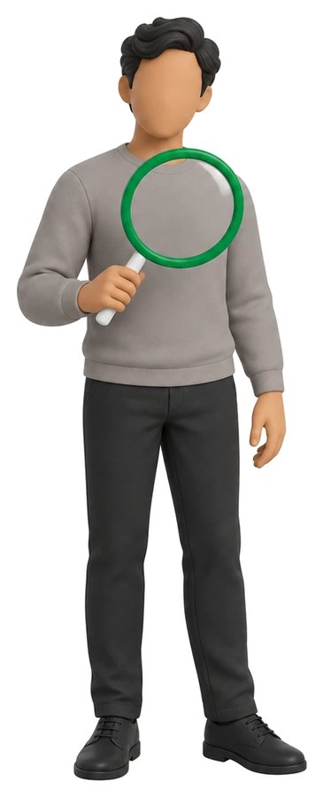 A magnifying glass over a figure