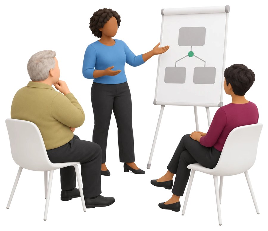 Presenting at a flip chart