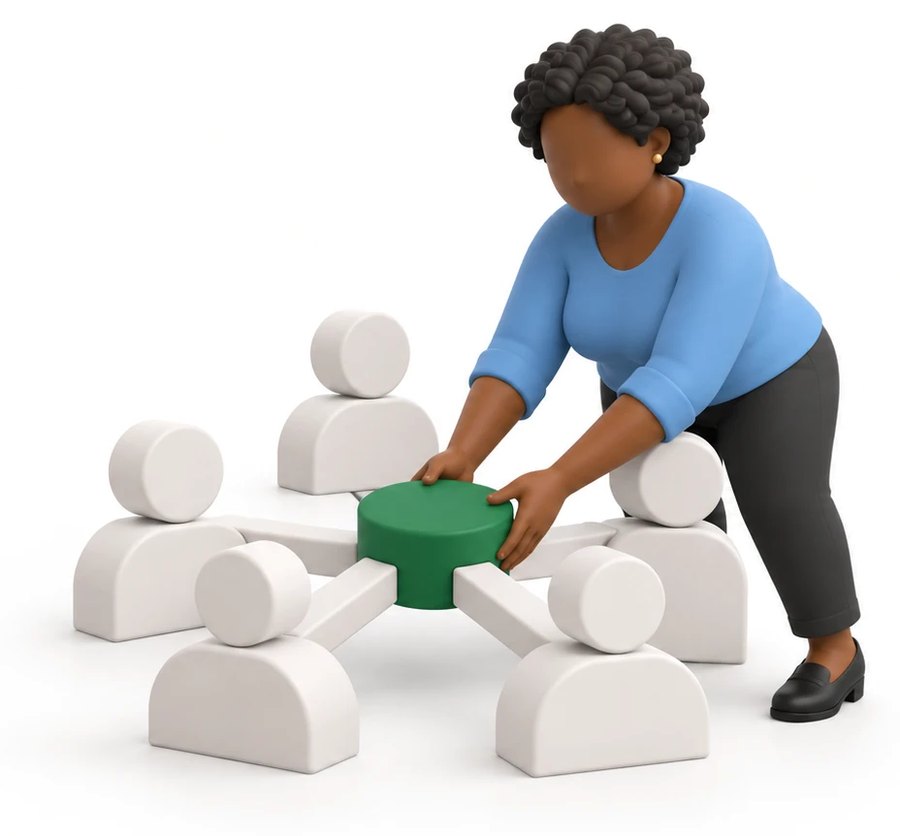 A clay figure illustrating the Co-ordinator Team Role