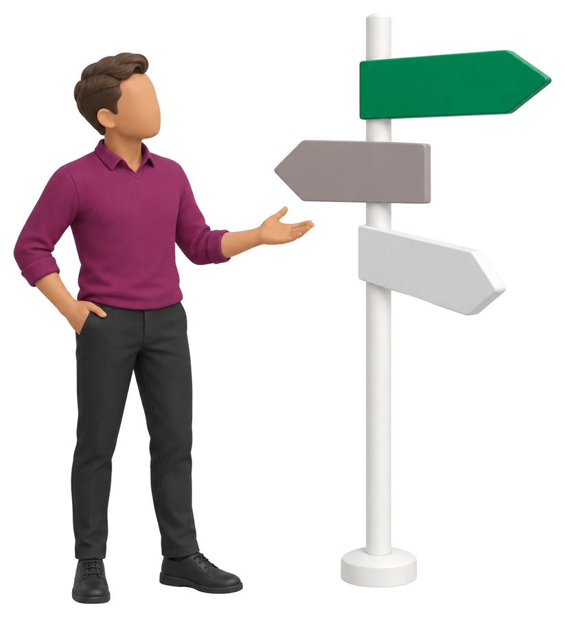 A signpost with three arrows