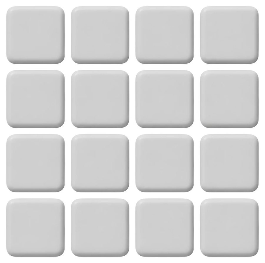 Sixteen plain tiles in a four by four grid, each one separate