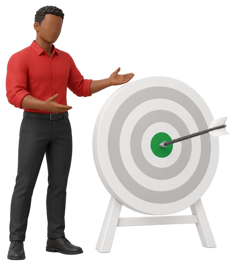 An arrow in the centre of a target