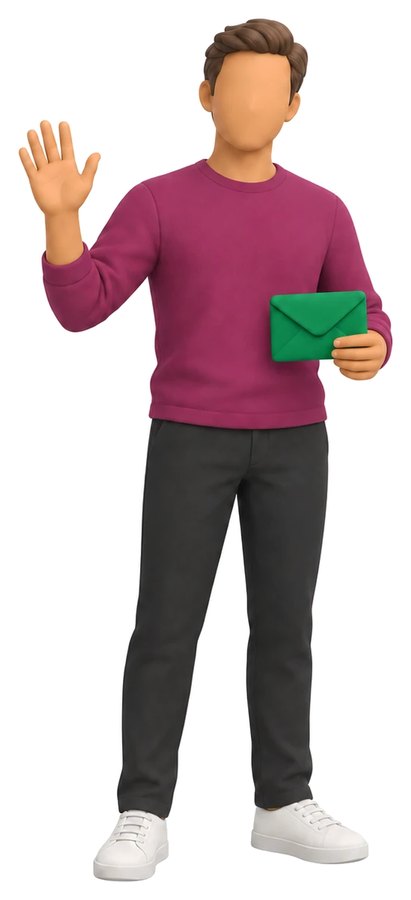 A friendly figure waving